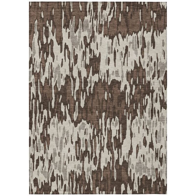 Machine Washable Indoor/ Outdoor Modern Watercolor Chantille Rug