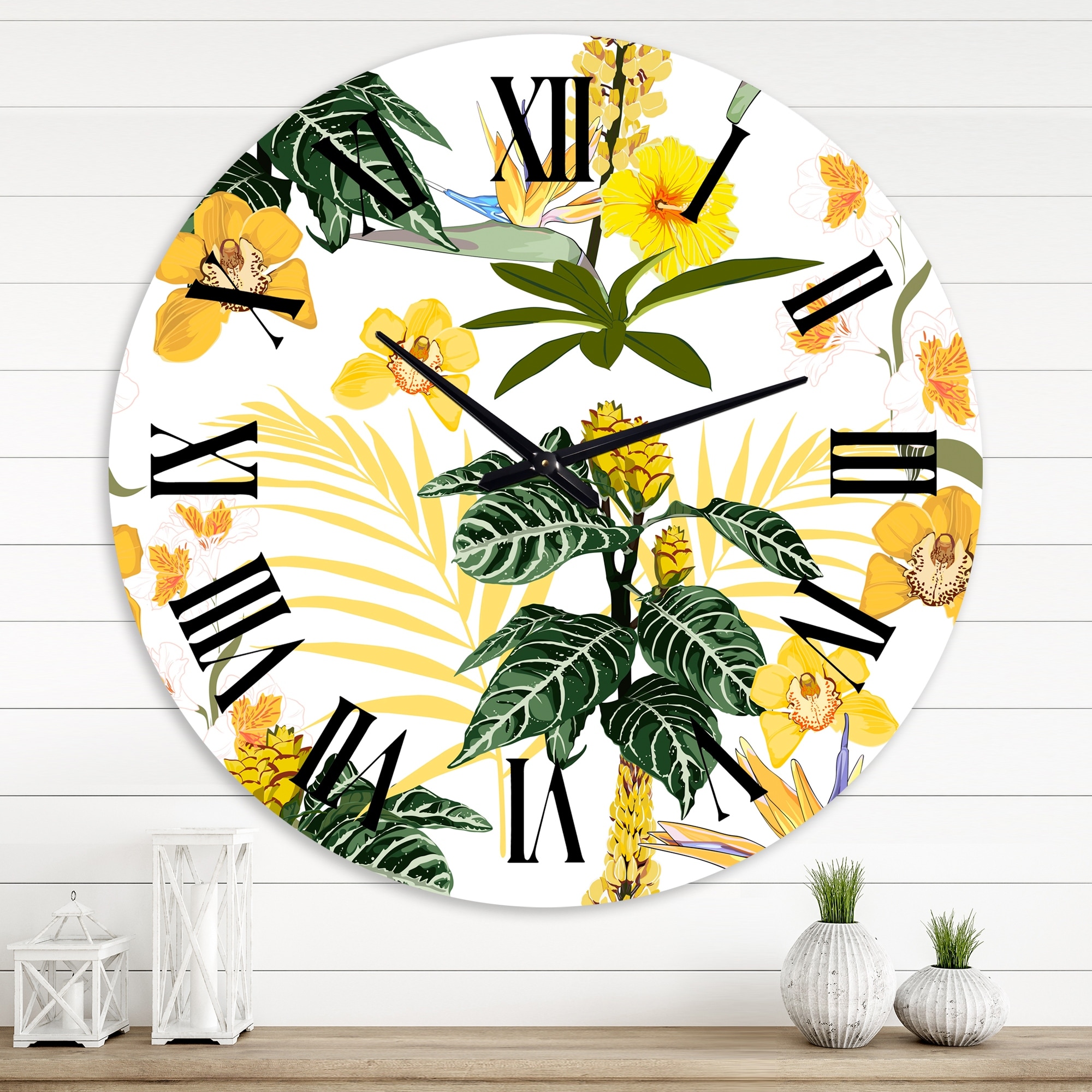 Designart 'Of Beautiful Flowers Pattern' Modern wall clock
