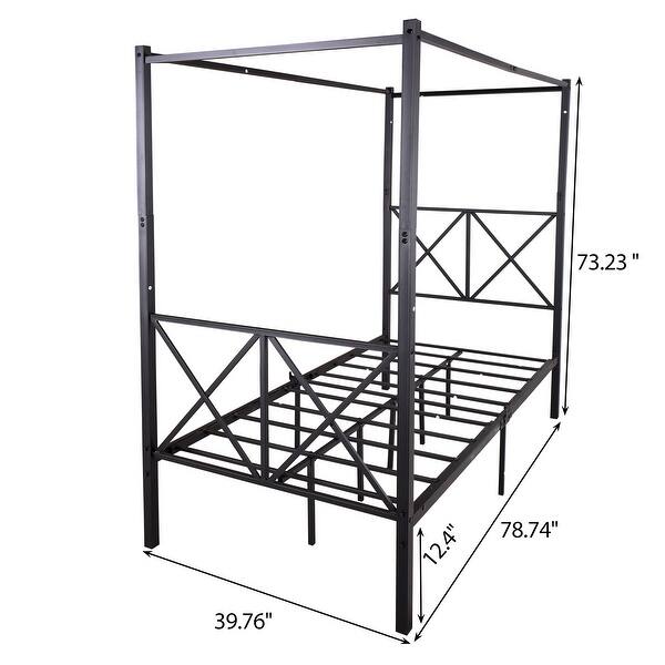 Vintage Twin Metal Platform Bed with Headboard - No Box Spring Needed