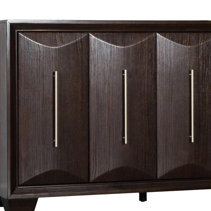 4 Doors Wooden Server with Nickel Appliance Pull Handle