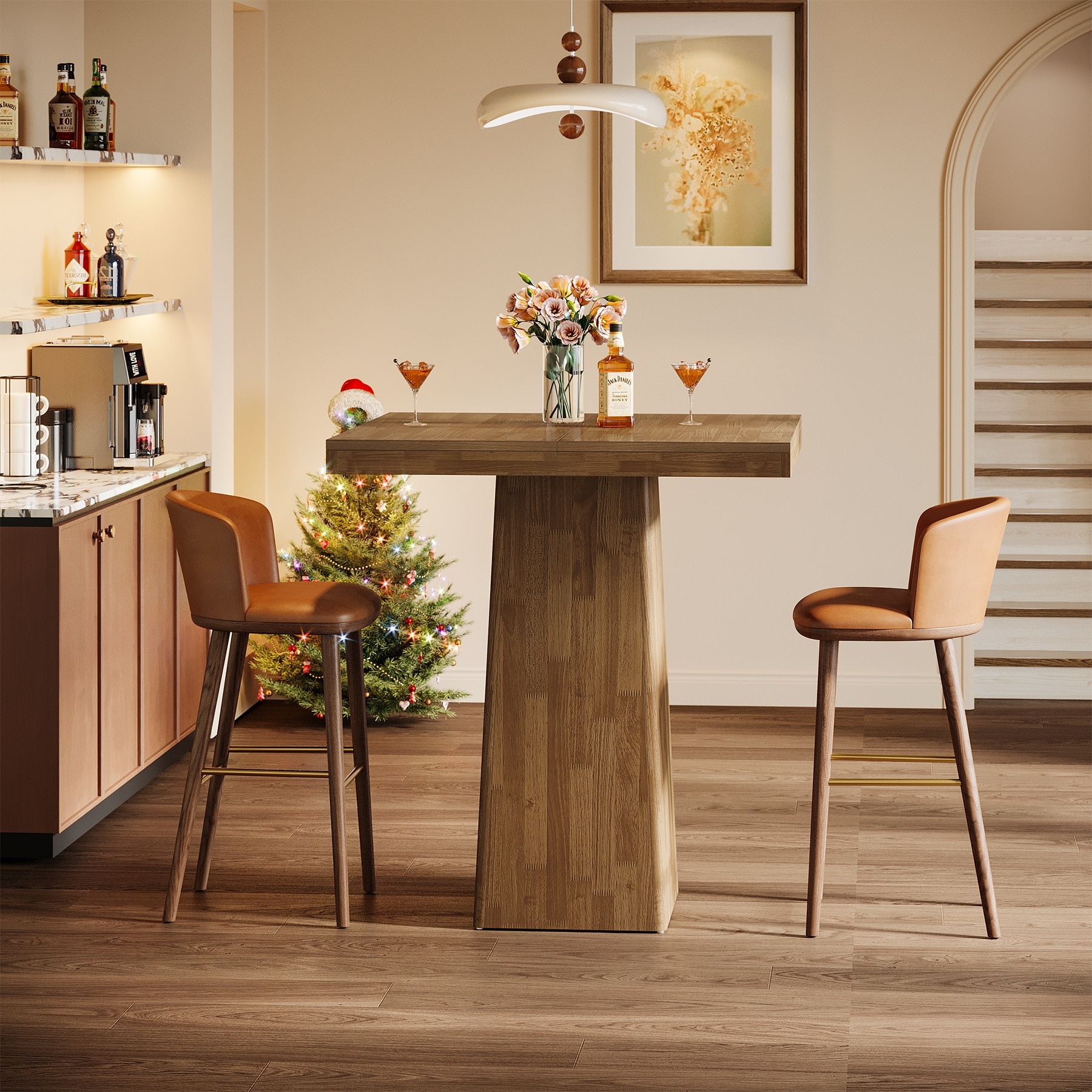 31.5 Inch Small Square Bar Table, Counter Height Pub Dining Table