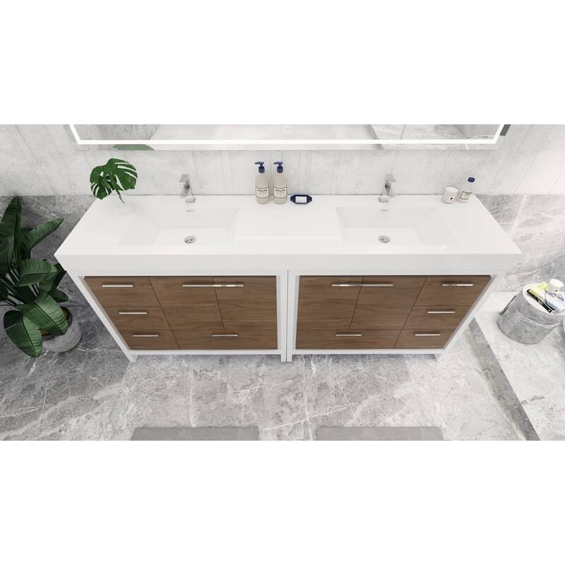 Dove 84'' Freestanding Vanity with Double Reinforced Acrylic Sink