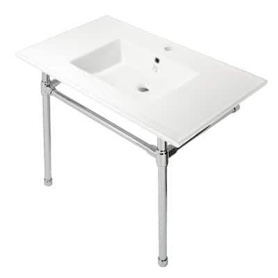 Kingston Brass Edwardian 37" Console Sink with Brass Legs