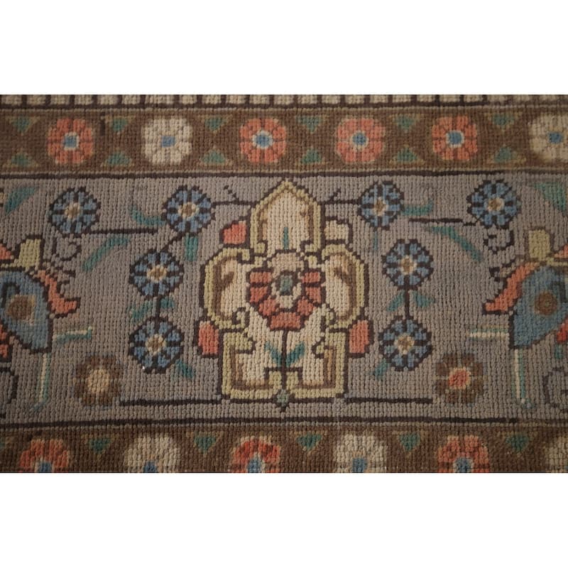 Traditional Gray Tabriz Persian Vintage Rug Hand-Knotted Wool Carpet - 9'6"x 12'11"
