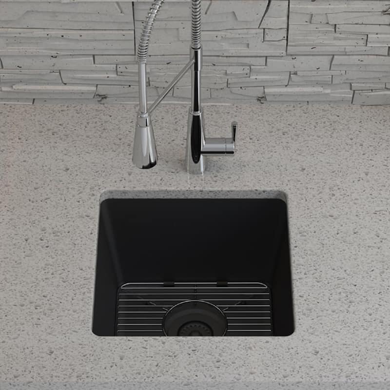 15" x 15" Quartz Kitchen Sink, Single Bowl Kitchen Sinks, Drop in Kitchen Sink, Granite Composite Kitchen Sink,... - 15"x15"