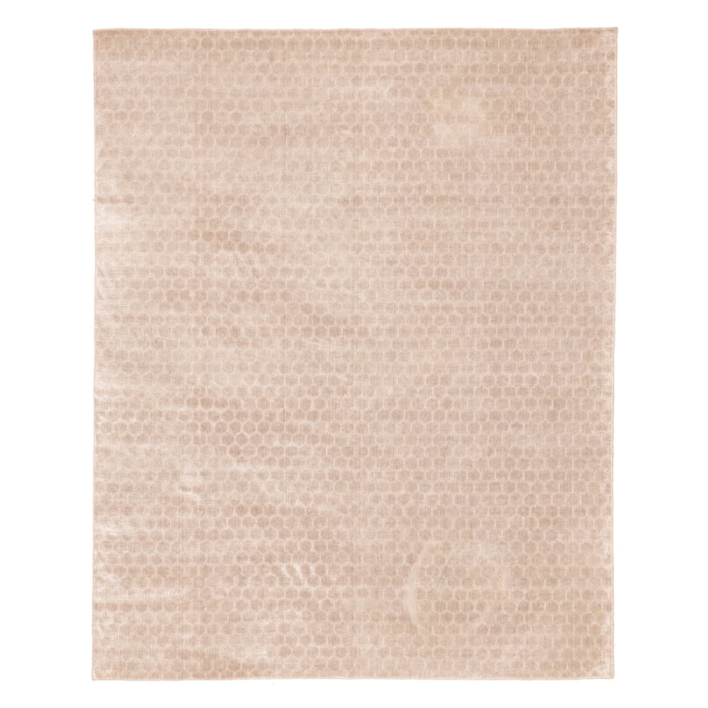 ECARPETGALLERY Hand Loomed Elysian Light Khaki Viscose Rug - 7'11 x 10'0