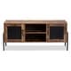 preview thumbnail 4 of 9, Valeska Industrial Walnut Brown Finished Wood & Metal 2-Door TV Stand