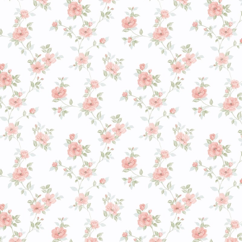 Lansing Mini Rose Trail 20.5 In X 33 Ft Washable Wallpaper - Pink