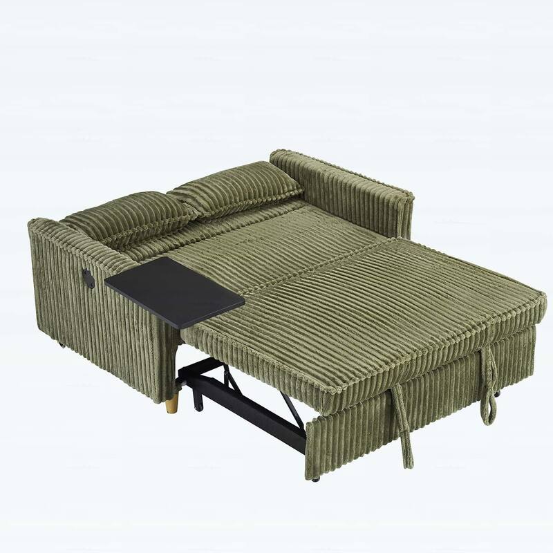 Pull-Out and Push-In Sofa with Movable Tabletop and USB Ports, Ideal for Living Rooms and Bedrooms