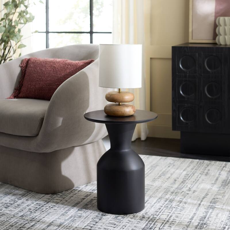 SAFAVIEH Home Tazon Round Accent Table - 14"W x 14"D x 18"H - Black