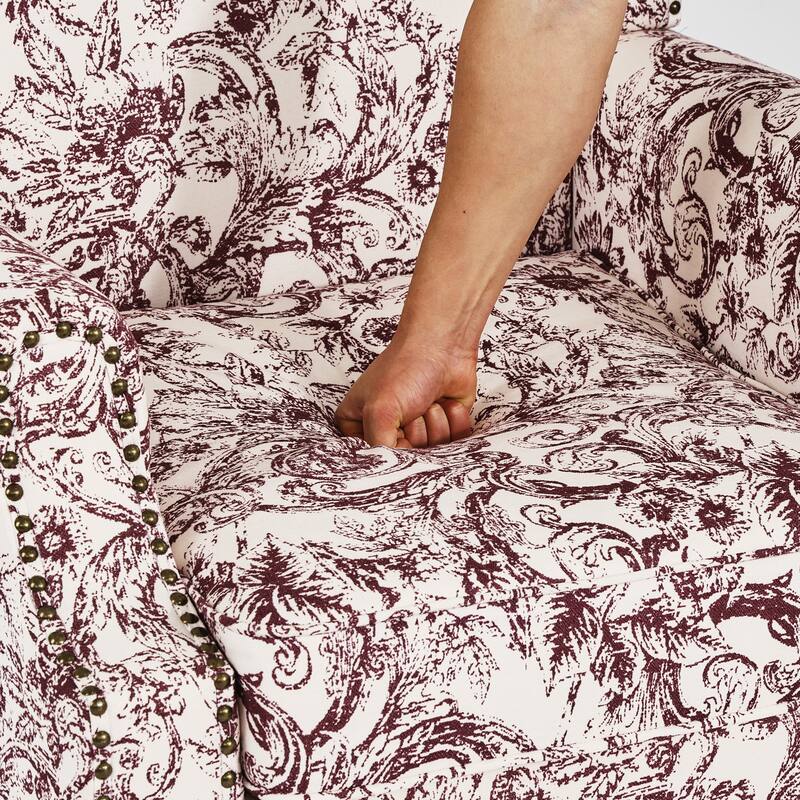 Wingback Accent Chair Nailhead Trim Living Room Reading Chair