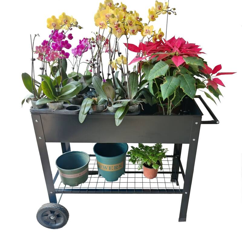 Metal Raised Garden Bed on Wheels for Outdoor Use