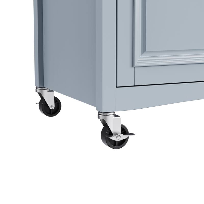 Kitchen Island with Drop Leaf, Adjustable Shelf, Spice Rack, Towel Rack, 2 Doors and 5 Drawers