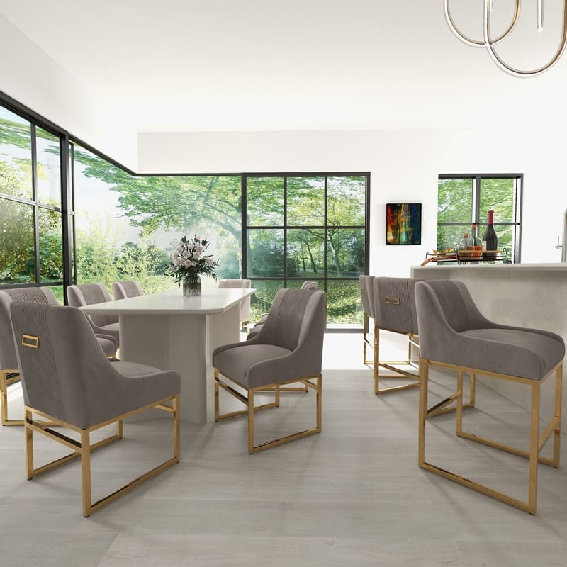 SEYNAR Contempoary Velvet Dining Chair with Metal Frame Legs, set of 6