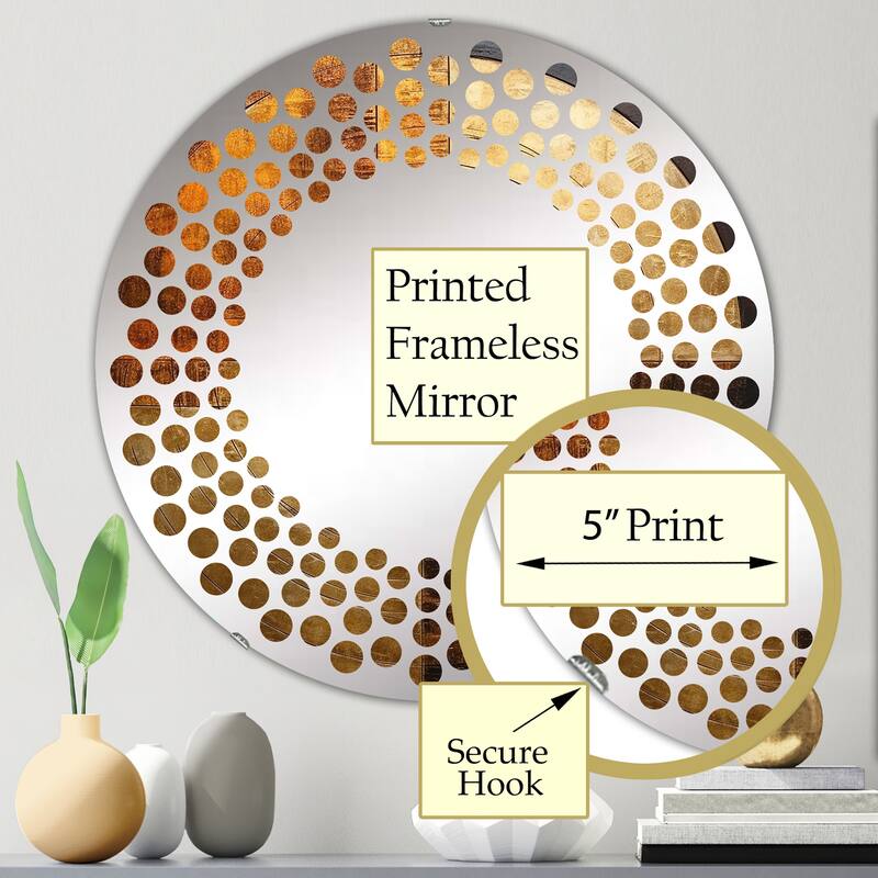 Designart "Bronze Brilliance Symetry" Abstract Shapes Brown Wall Mirror - Modern Large Mirror For Living Room