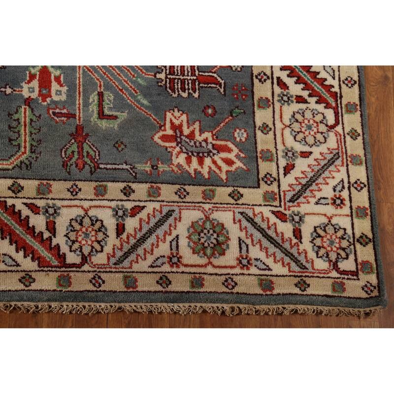 Gray Geometric Oushak Oriental Area Rug Handmade Wool Carpet - 7'9"x 9'11"