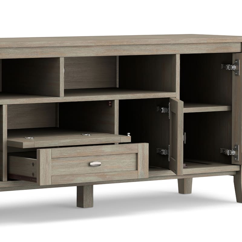 WYNDENHALL Norfolk SOLID WOOD 72 inch Wide TV Media Stand For TVs up to 80 inches - 72'' W x 17.5'' D x 26'' H