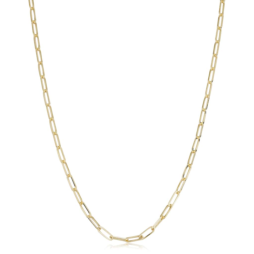 10k Yellow Gold 2.5 millimeter Polished Paperclip Link Chain Necklace