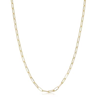14k Yellow Gold 2.5 millimeter Polished Paperclip Link Chain Necklace