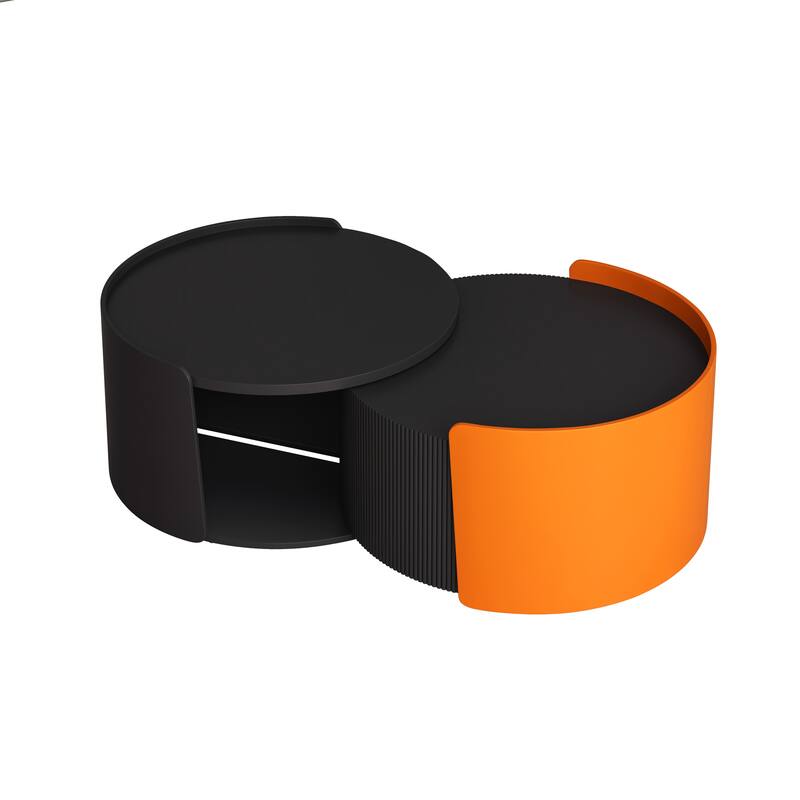35.83" Stylish and Minimalist Modern Wave Stripe Round Coffee Table