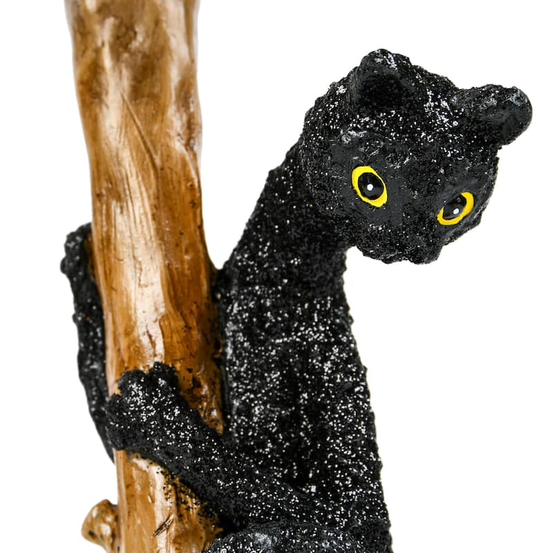 National Tree Company Halloween Tabletop Decoration, Black, Black Cat with a Broom, Halloween Collection, 21 Inches