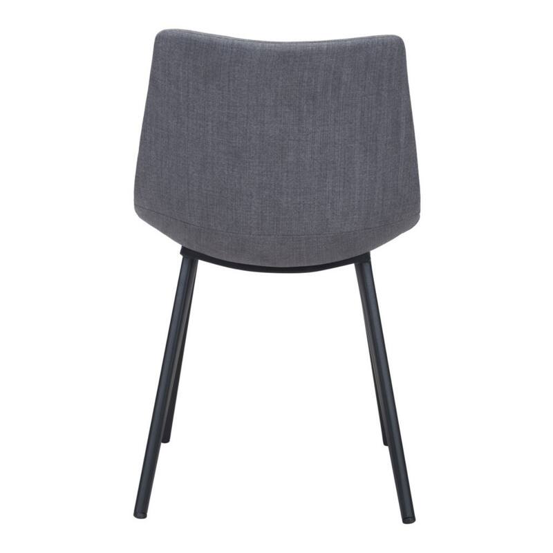 Set of 2 Modern Grey Dining Chairs with Upholstered Seat and Black Metal Legs for Living Room - 31.9”H x 18.5”W x 20.1”D
