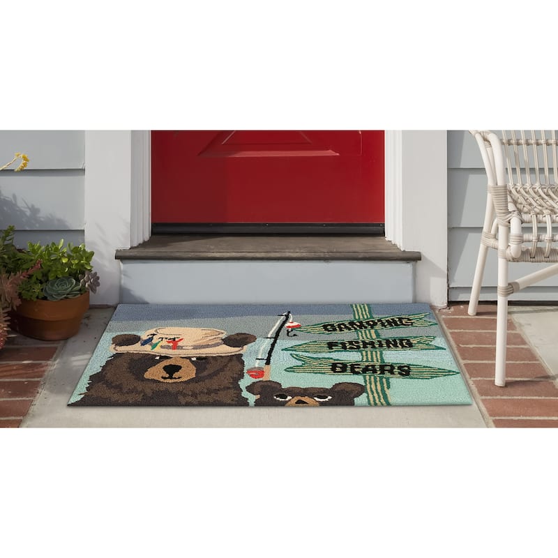 Liora Manne Frontporch Fishing Bears Indoor/Outdoor Rug