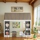 preview thumbnail 1 of 30, Floor Bed Design Wooden House Bed with Fence and Roof,Twin Size Gray