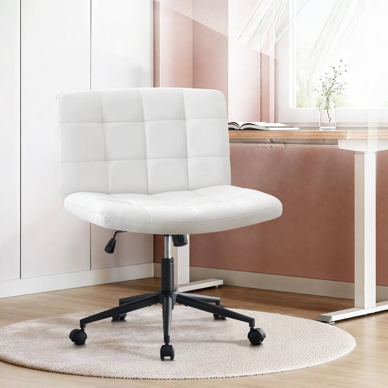 Home Office Desk Chair with Wheels, Armless Desk Chair, Adjustable Height 360° Rolling Swivel Computer Chairs