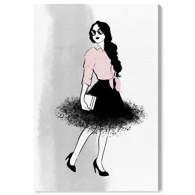 Wynwood Studio Canvas Fashion and Glam Walking in the Air Black and Light Pink Glam Wall Art Canvas Print