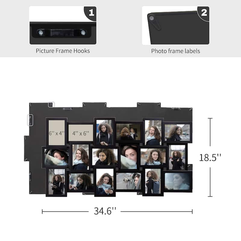 HELLO LAURA 18 Opening 4x6 Large Collage Picture Frame for Wall Decor