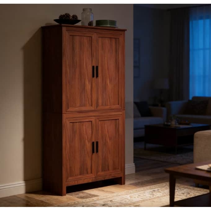 Rossetta Contemporary Chic Freestanding Kitchen Pantry Storage Cabinet with Adjustable Shelves and Back Anti-tipping Strap