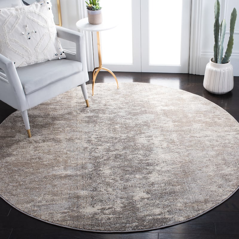 SAFAVIEH Madison Poranna Modern Abstract Rug - 3' Round - Grey/Beige - Round