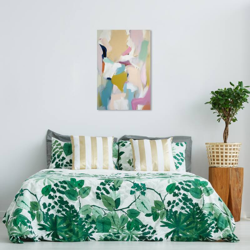 Wynwood Studio Abstract Morning Walk Pastels White and Cream White Modern & Contemporary Wall Art Canvas Print - 36 x 24