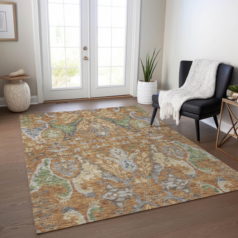 Machine Washable Indoor/ Outdoor Traditional Craftsman Chantille Rug - Copper - 3' x 5'