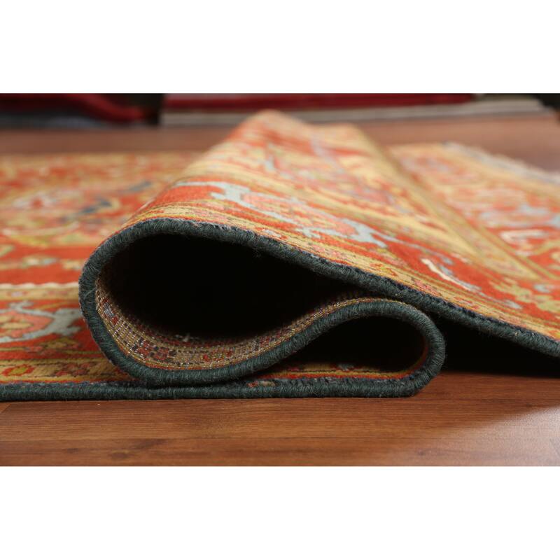 Medallion Heriz Serapi Indian Area Rug Handmade Floral Wool Carpet - 8'9" x 11'8"