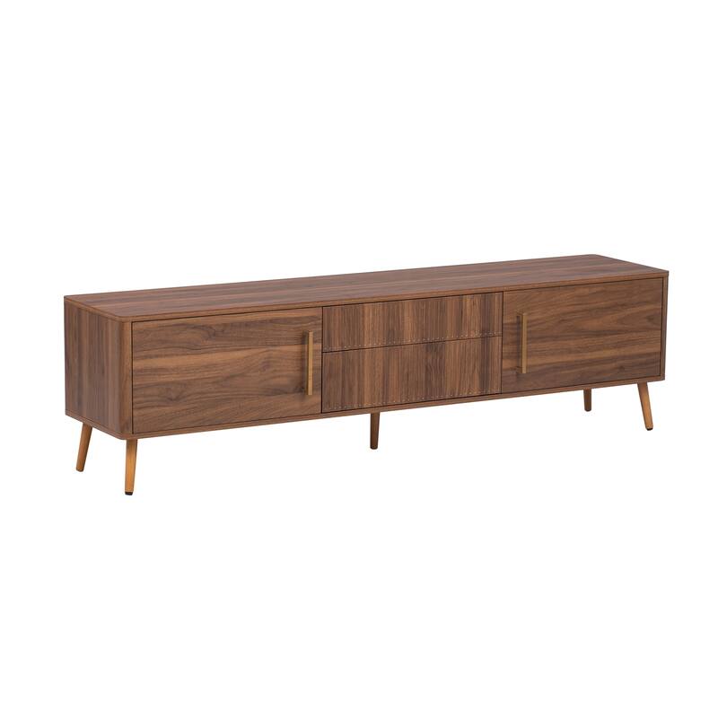 Mid Century TV Stand with 2 Drawers, Media Console Table for TVs up to 80''