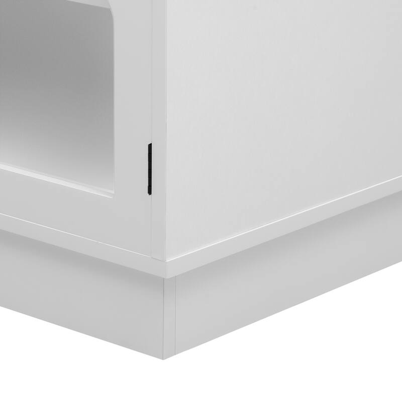 68.9" Glass TV Stand with Arched Design and 3 Drawers