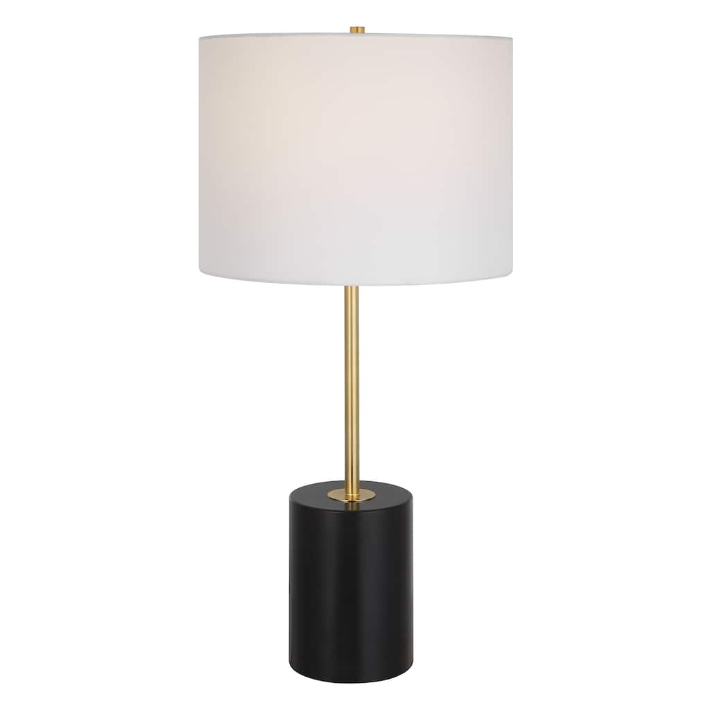 Contemporary Black Table Lamp with Round Hardback Shade - 13"D x 13"W x 27.5"H