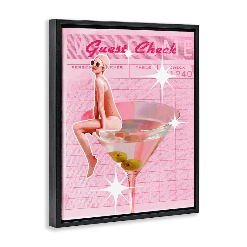 Stupell Retro Restaurant Check Cocktail Framed Floater Canvas Wall Art Design By Lil' Rue