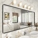 preview thumbnail 47 of 192, KIOTEE Modern Metal Frame Wall Mounted Bathroom Vanity Mirror with 5-year warranty 72x32 - Black