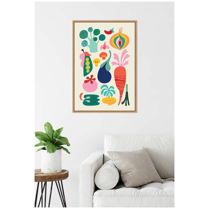 Kate and Laurel Sylvie Modern Colorful Abstract Veggies Framed Canvas by Rachel Lee
