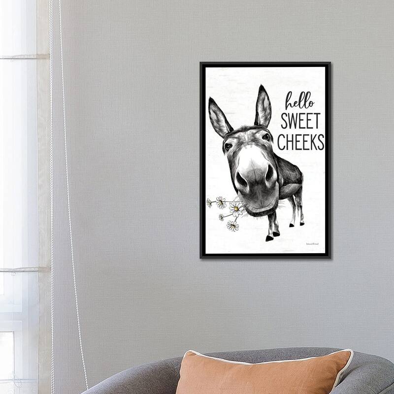 iCanvas "Hello Sweet Cheeks Donkey" by lettered & lined Framed Canvas Print