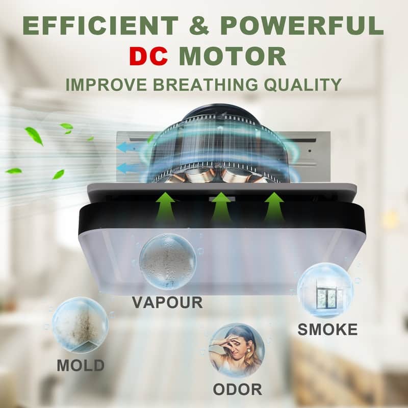 Akicon 100 CFM Bathroom Exhaust Fan with Light, DC Motor