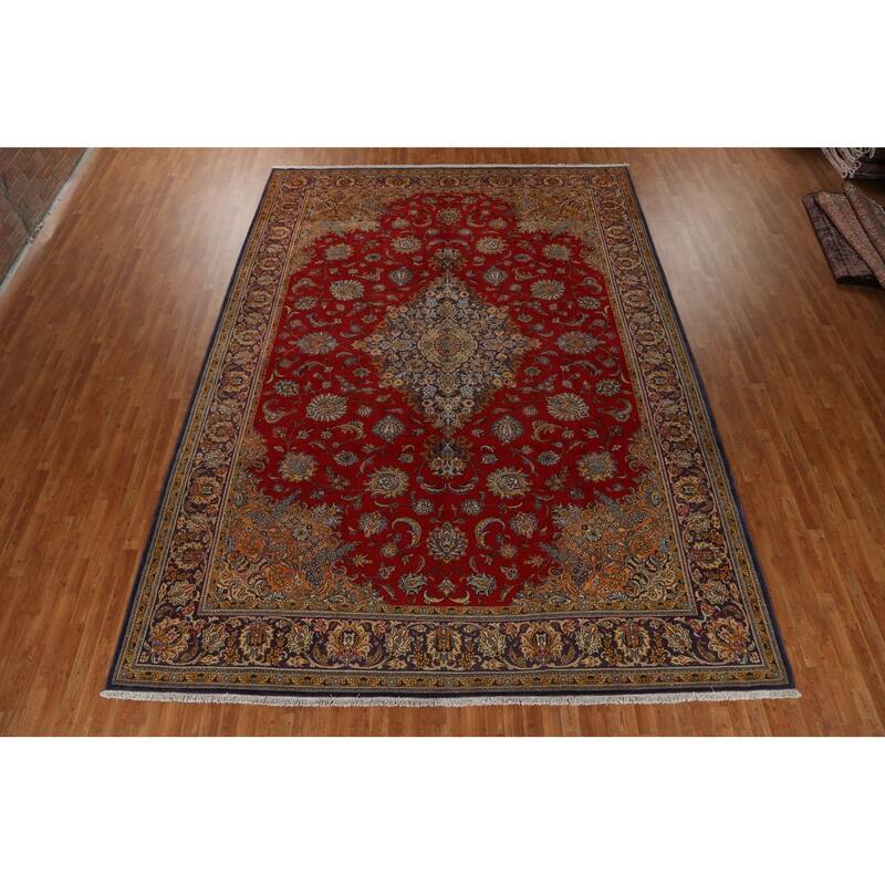Traditional Floral Shahreza Persian Area Rug Hand-knotted Wool Carpet - 10'4" x 13'10"