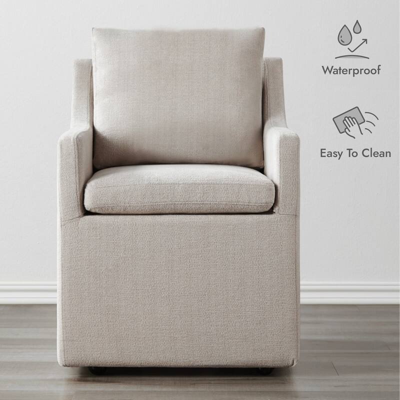 Bentley Modern Mobile Dining Arm Chairs with Casters & Storage