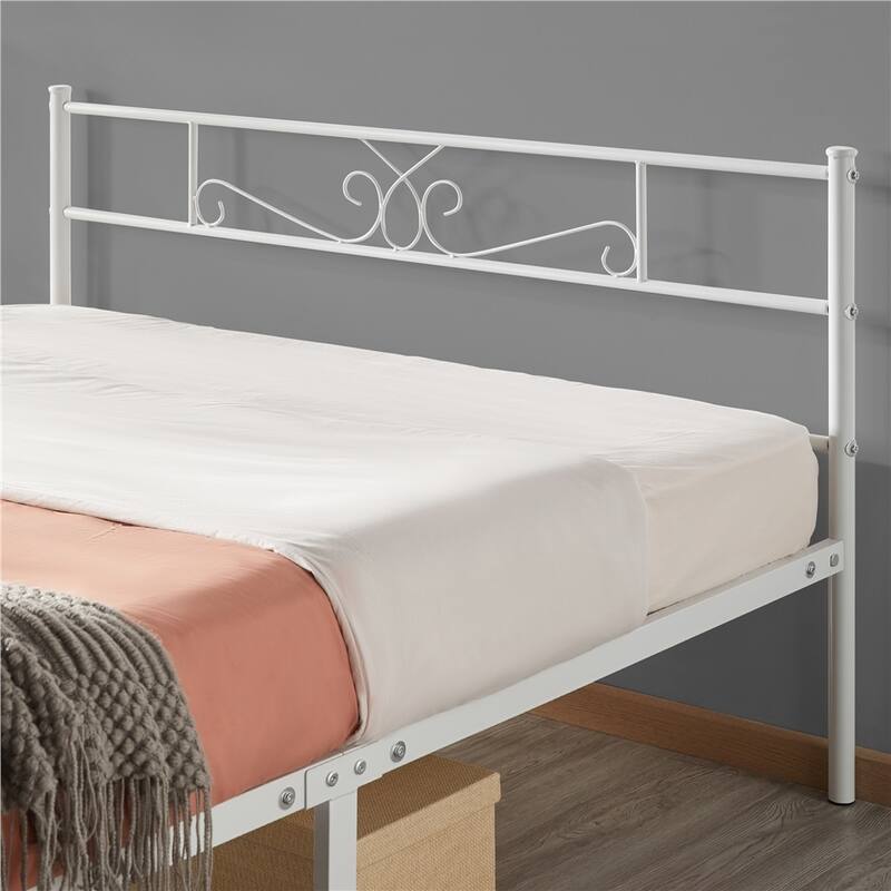 Yaheetech Graceful Scroll Bed Metal-Framed Bed with Footboard