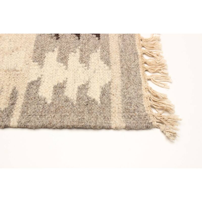 ECARPETGALLERY Flat-Weave Ankara FW Light Khaki Wool Kilim - 5'4 x 7'6