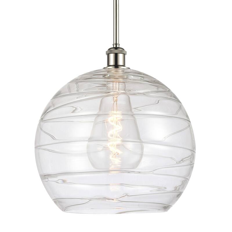 Innovations Lighting 516-1S-15-14 Athens Pendant Athens 14" Wide - Polished Nickel / Clear Deco Swirl