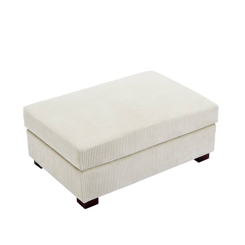 Modern Rectangle Oversized Stripe Corduroy Ottoman